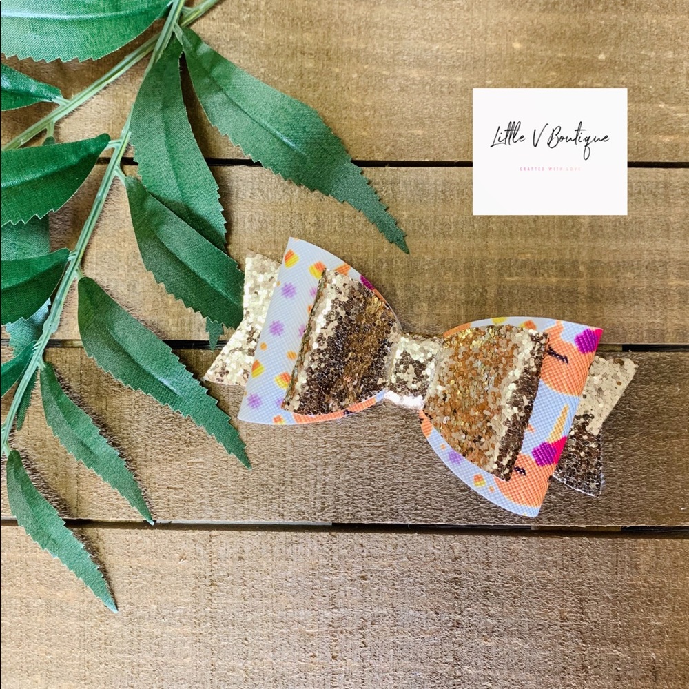 4” Handmade Glitter Faux Leather Bows